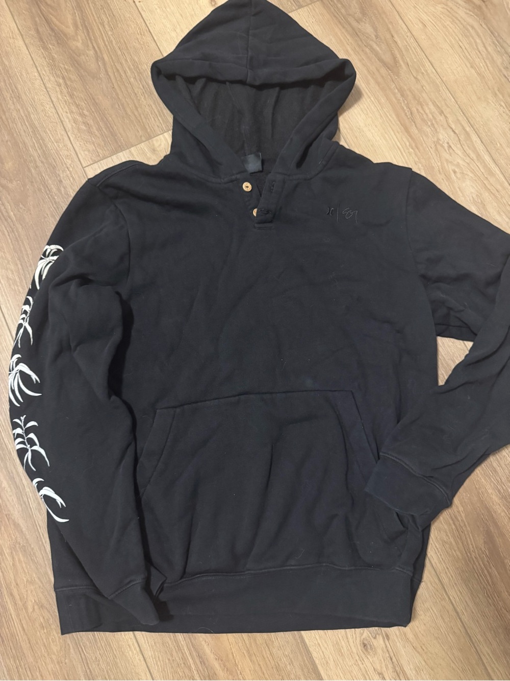 Hurly Men's Black Hooded Pullover Sweatshirt - Casual Hoodie